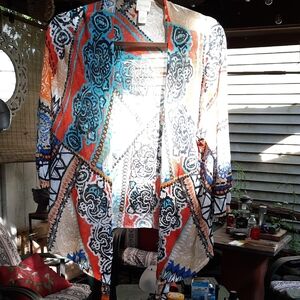 Chico's Vibrant Multicolor Open Front Cardigan